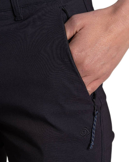 Dark Navy coloured Craghoppers Womens Kiwi Pro III Cropped Trousers on white background 