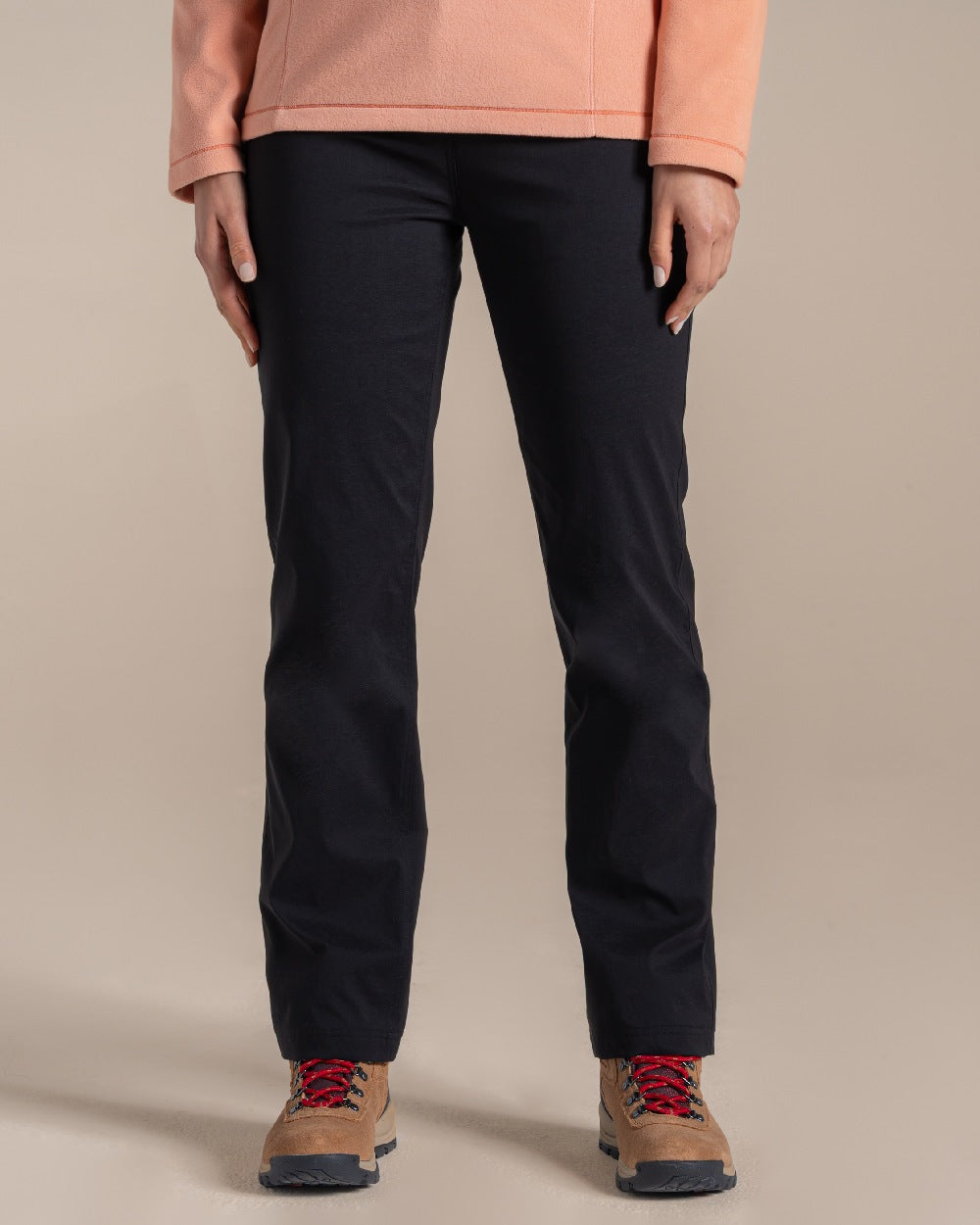 Black Coloured Craghoppers WomensKiwi Pro III Thermo Trouser on Beige Background 