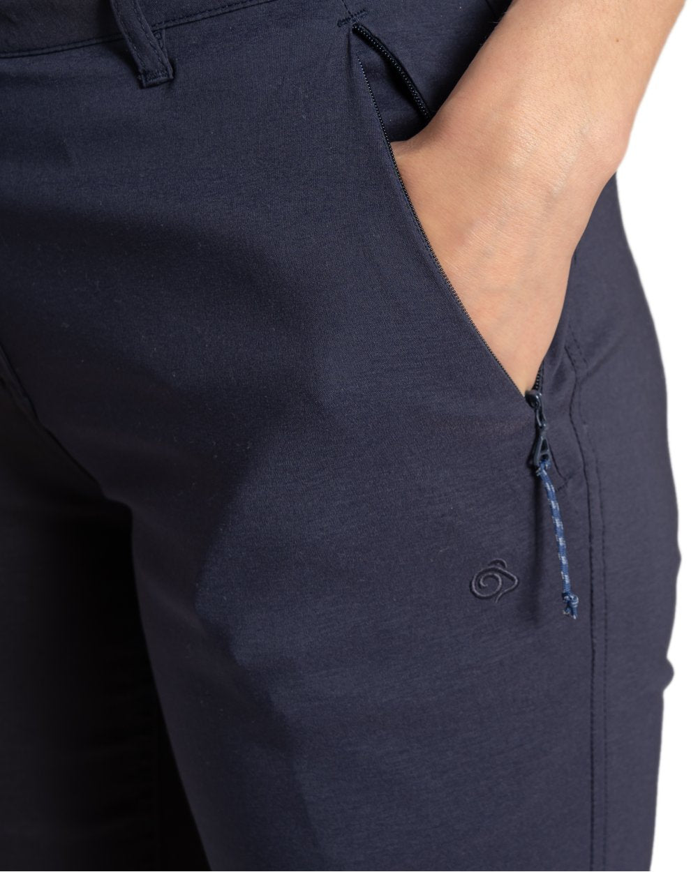 Dark Navy Coloured Craghoppers Womens Kiwi Pro III Trouser on white background 