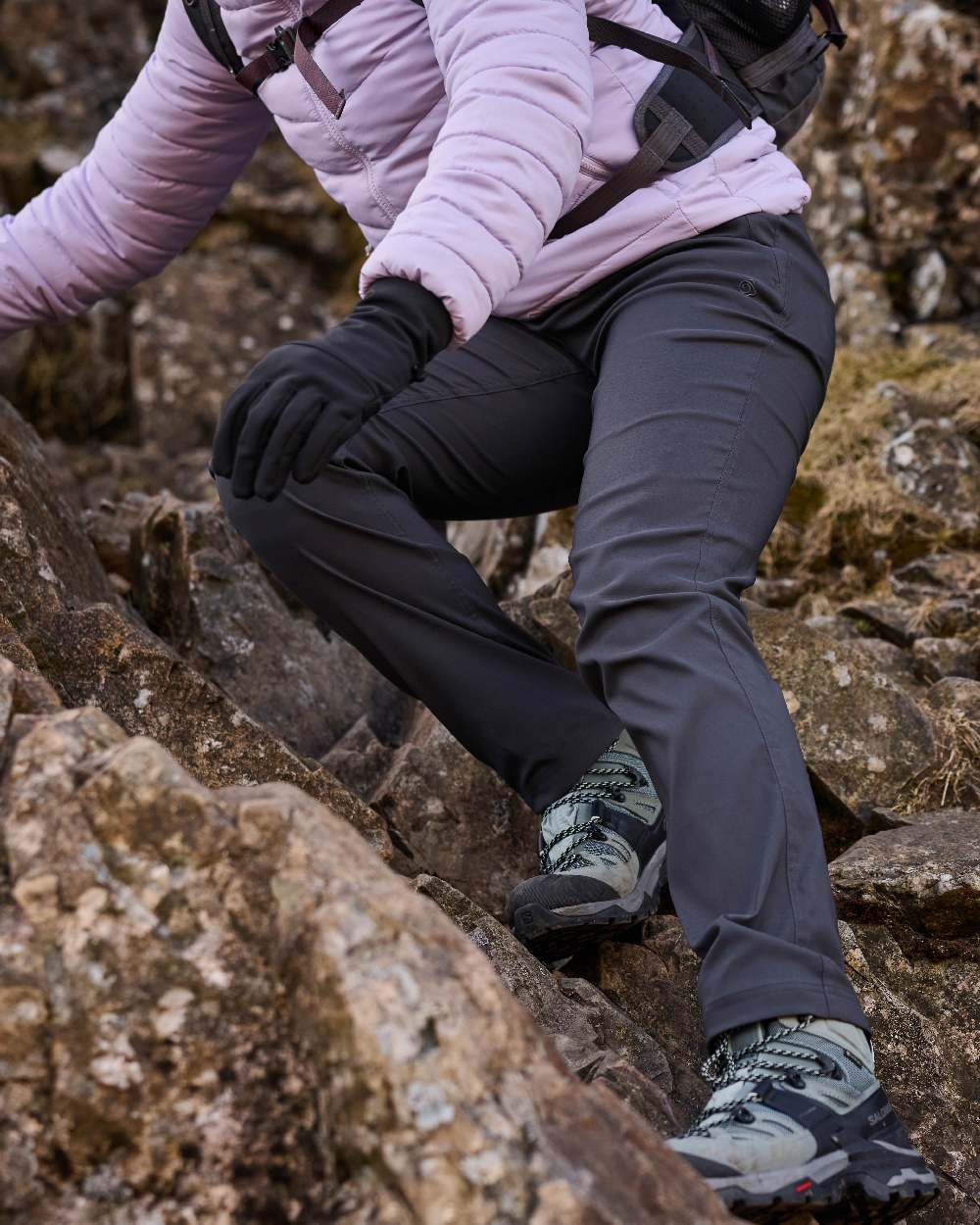 Graphite Coloured Craghoppers Womens Kiwi Pro III Trouser on outdoor background 