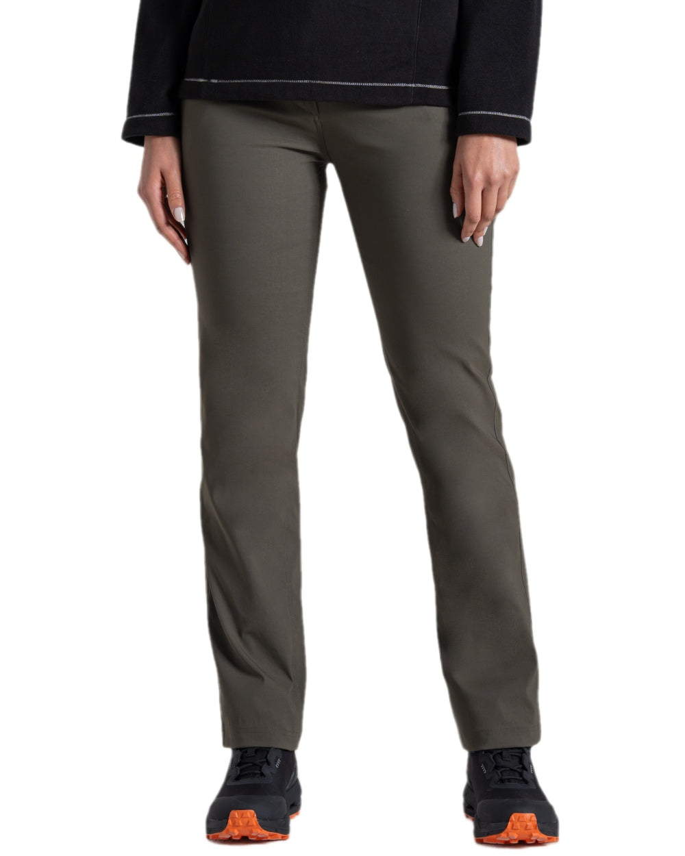 Mid Khaki Coloured Craghoppers Womens Kiwi Pro III Trouser on white background 