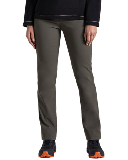 Mid Khaki Coloured Craghoppers Womens Kiwi Pro III Trouser on white background 