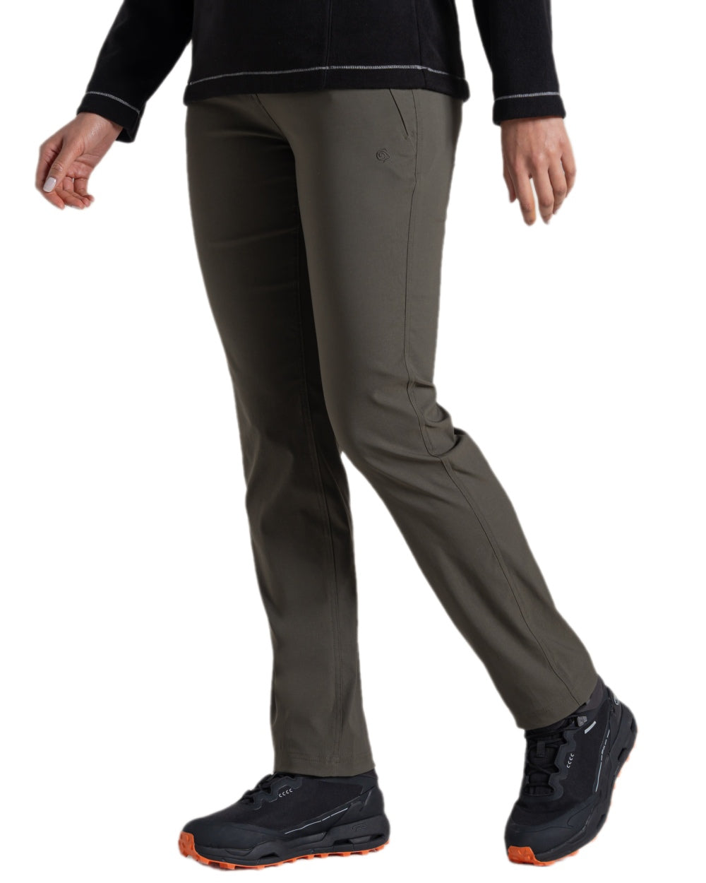 Mid Khaki Coloured Craghoppers Womens Kiwi Pro III Trouser on white background 