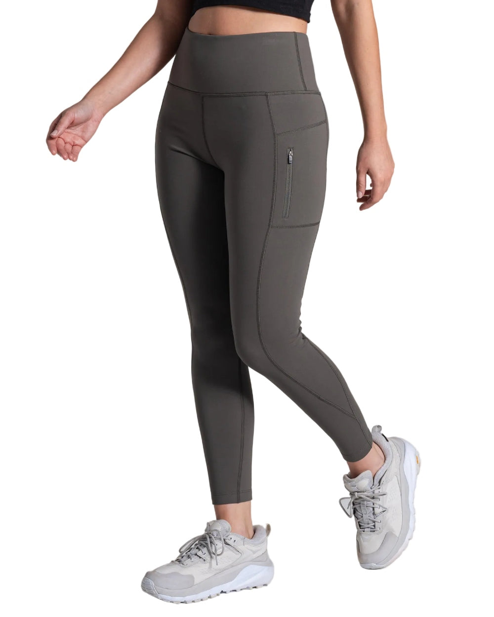 Nori Green Coloured Craghoppers Womens Kiwi Pro Leggings On A White Background 