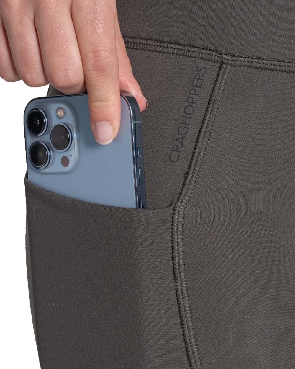 Nori Green Coloured Craghoppers Womens Kiwi Pro Leggings On A White Background 