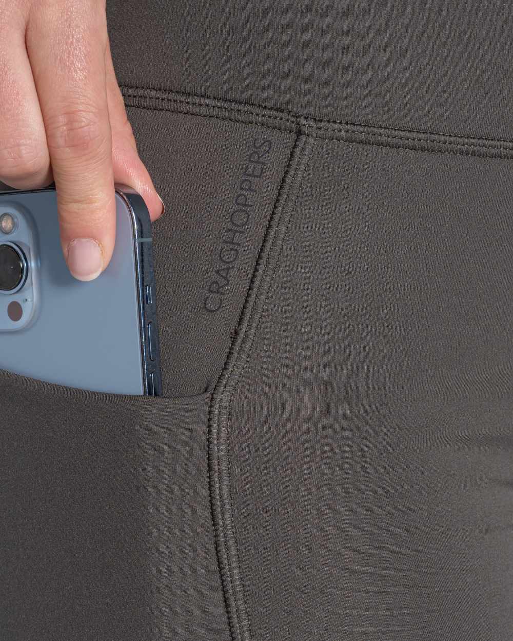 Nori Green coloured Craghoppers Womens Kiwi Pro Thermal Leggings on white background 