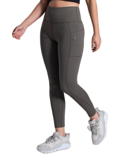 Nori Green coloured Craghoppers Womens Kiwi Pro Thermal Leggings on white background 