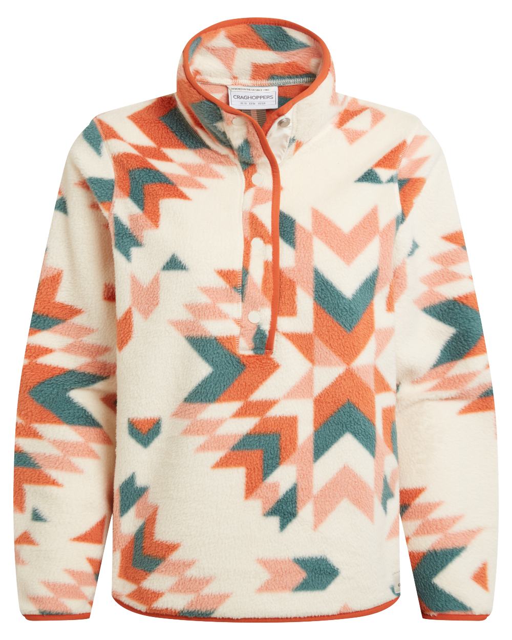 Clay Print Coloured Craghoppers Womens Massey Overhead Fleece on White Background 