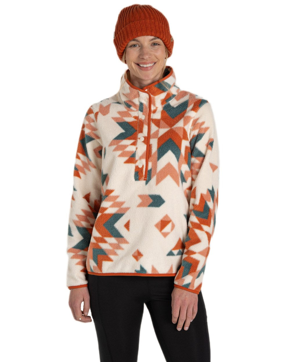 Clay Print Coloured Craghoppers Womens Massey Overhead Fleece on White Background 