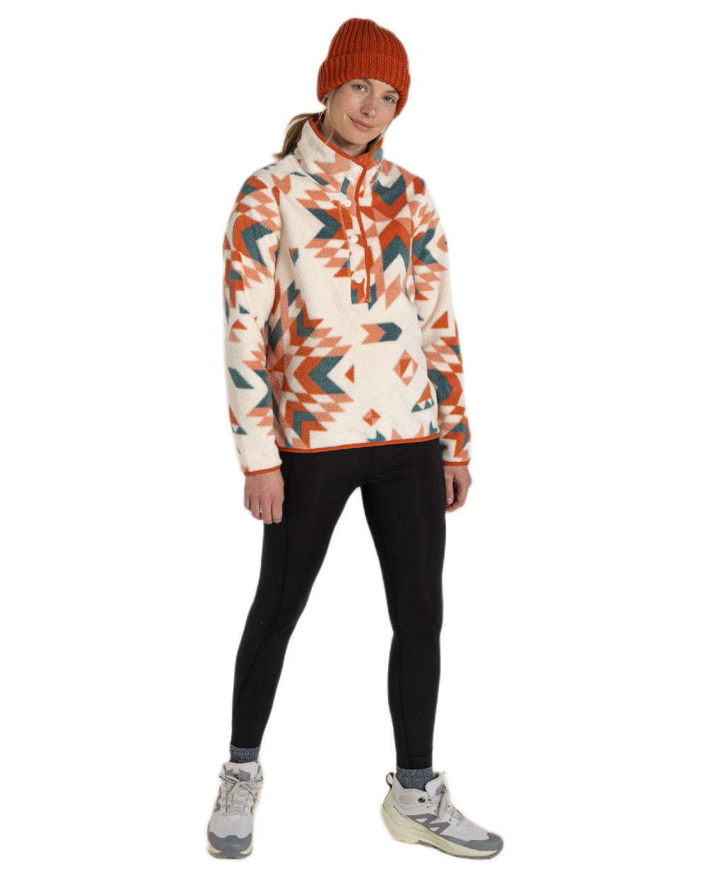 Clay Print Coloured Craghoppers Womens Massey Overhead Fleece on White Background 