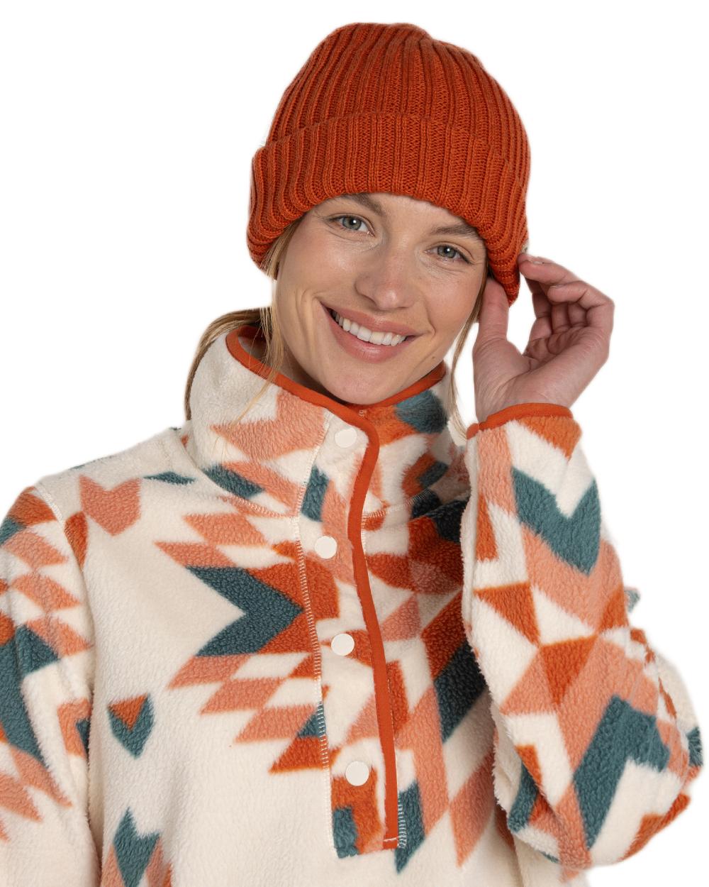 Clay Print Coloured Craghoppers Womens Massey Overhead Fleece on White Background 