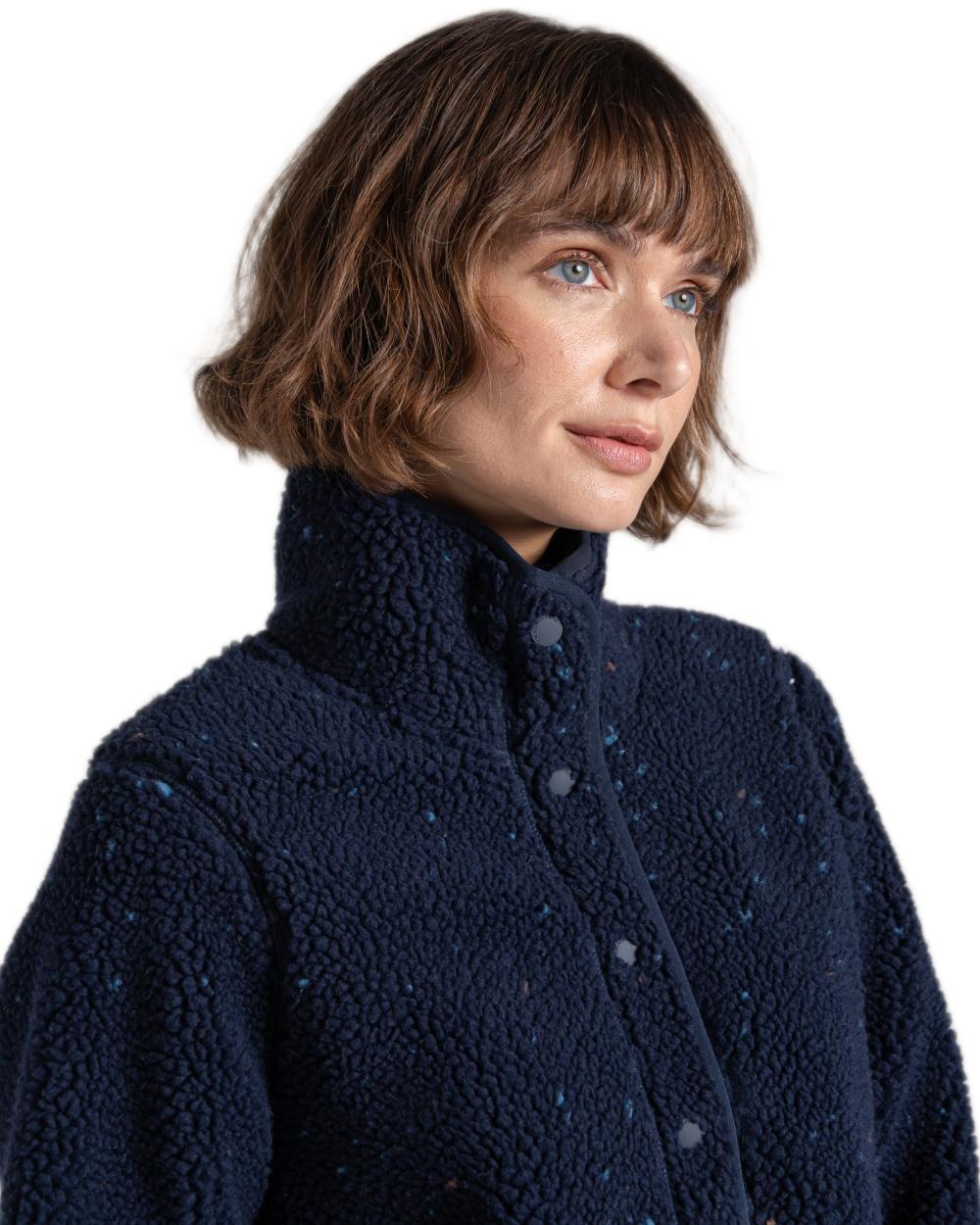Dark Sapphire Coloured Craghoppers Womens Massey Overhead Fleece on White Background 