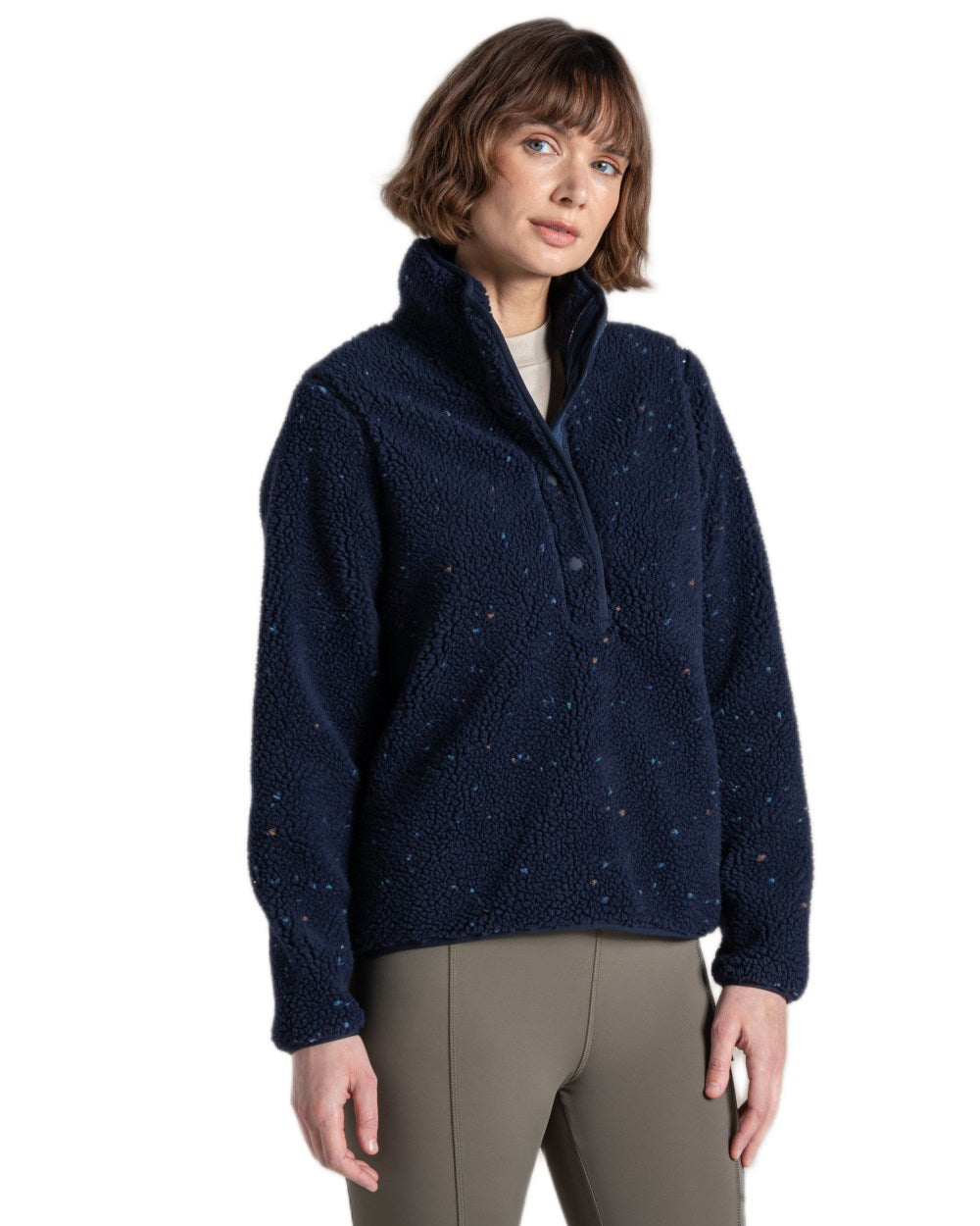 Dark Sapphire Coloured Craghoppers Womens Massey Overhead Fleece on White Background 
