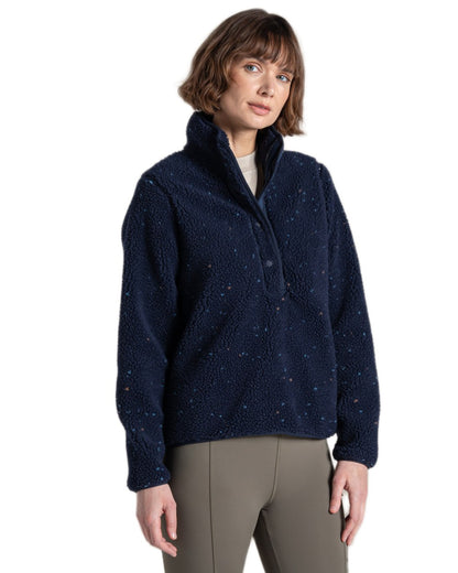 Dark Sapphire Coloured Craghoppers Womens Massey Overhead Fleece on White Background 