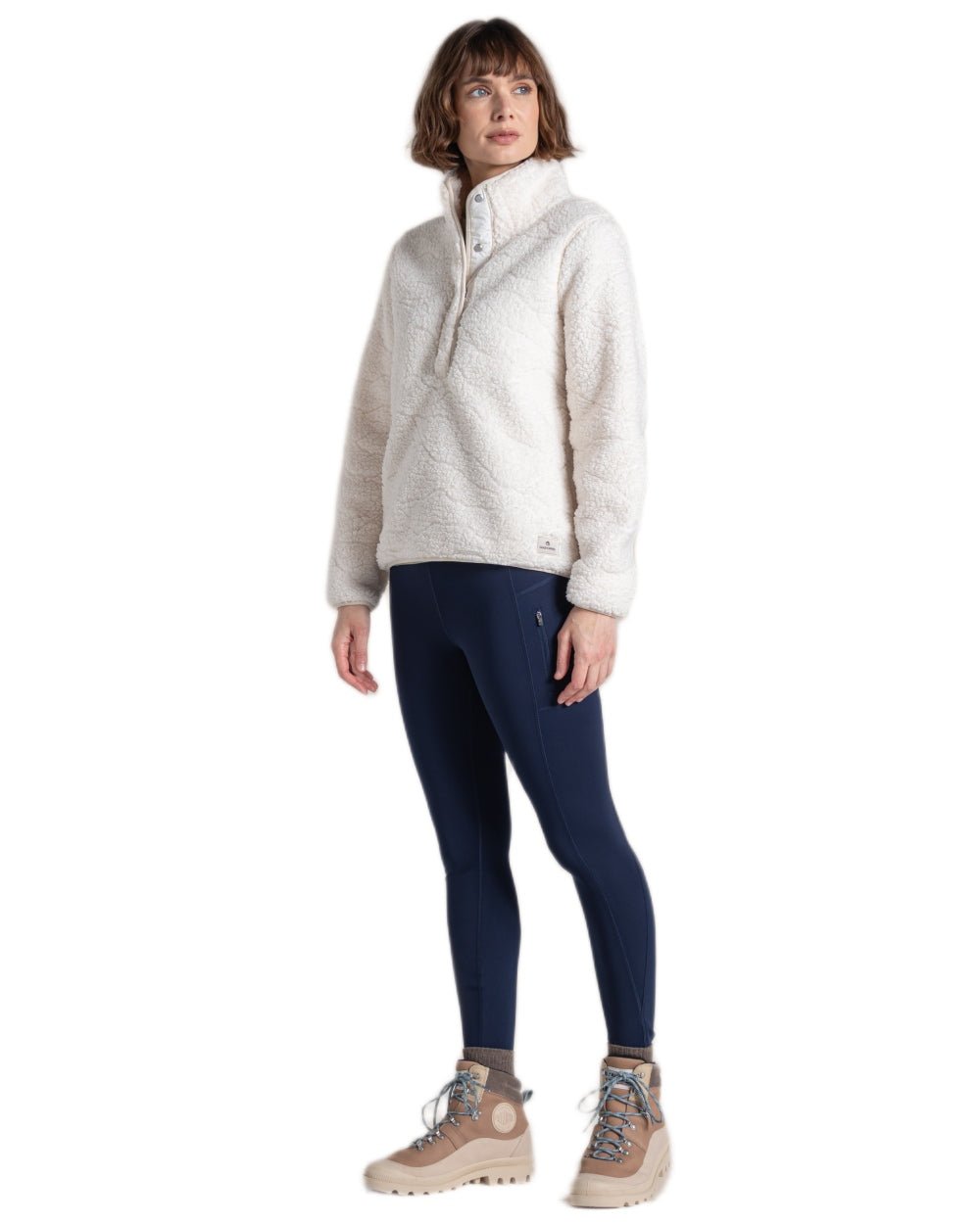 Ecru Landscape Coloured Craghoppers Womens Massey Overhead Fleece on White Background 