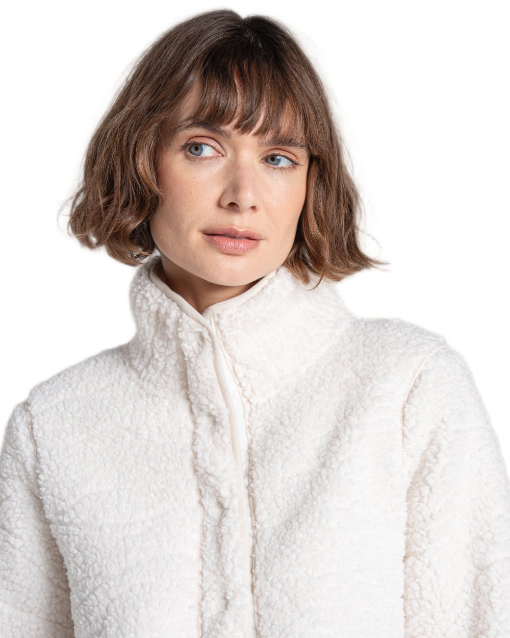 Ecru Landscape Coloured Craghoppers Womens Massey Overhead Fleece on White Background 