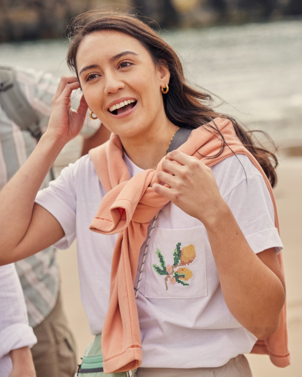 White coloured Craghoppers Womens Maya Short Sleeved T-Shirt on outdoor background 