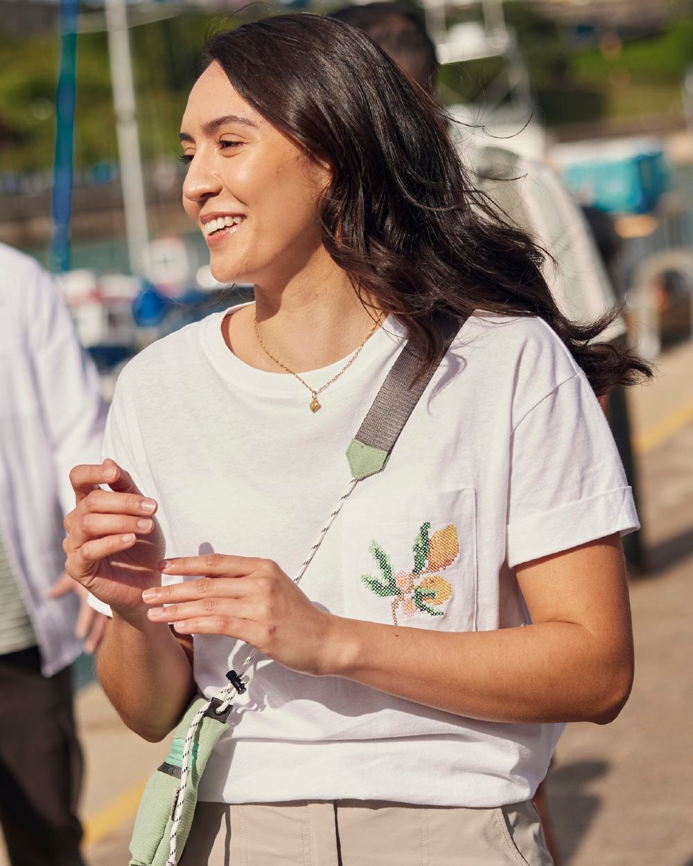 White coloured Craghoppers Womens Maya Short Sleeved T-Shirt on outdoor background 