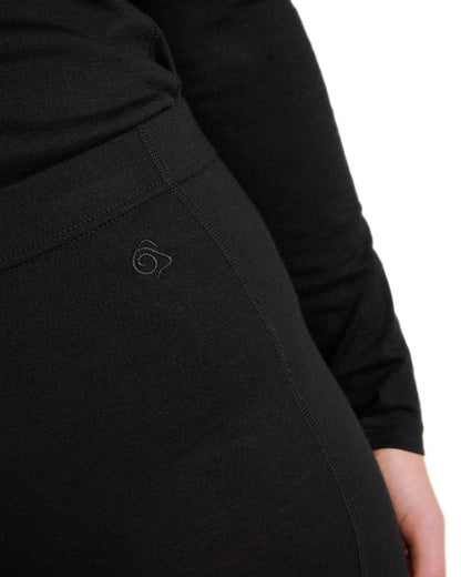 Black coloured Craghoppers Womens Merino Baselayer Leggings on white background 