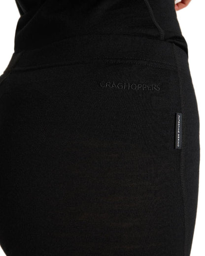 Black coloured Craghoppers Womens Merino Baselayer Leggings on white background 