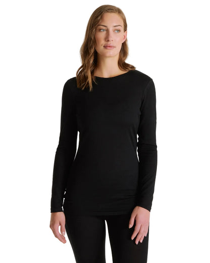 Black coloured Craghoppers Womens Merino Crew Neck Long Sleeved Baselayer II on white background 