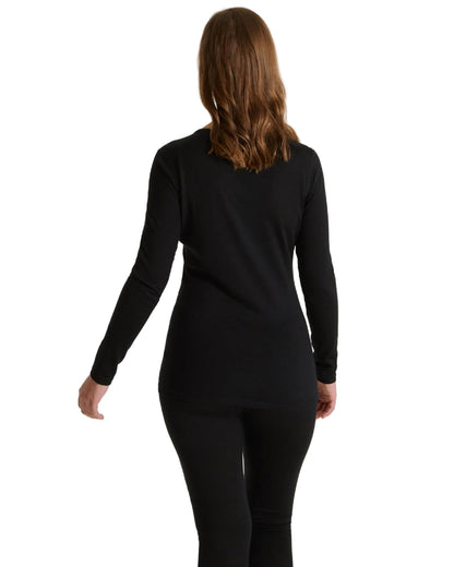 Black coloured Craghoppers Womens Merino Crew Neck Long Sleeved Baselayer II on white background 