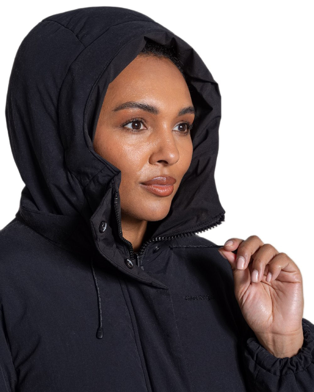 Black Coloured Craghoppers Womens Middlefell Reversible Jacket on white background 