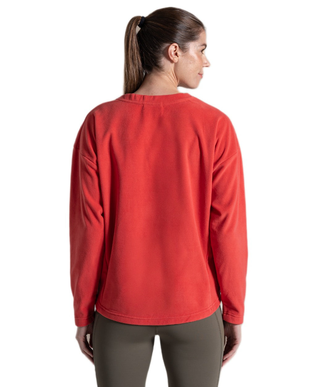 Compote Red coloured Craghoppers Womens Miska Crew Neck Pullover on white background 