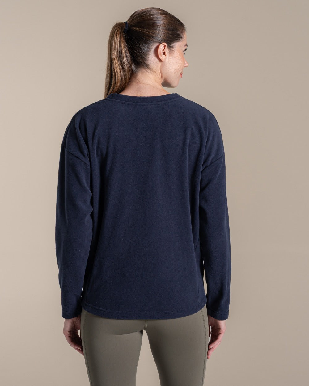 Dark Sapphire coloured Craghoppers Womens Miska Crew Neck Pullover on beige background 