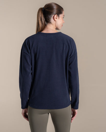 Dark Sapphire coloured Craghoppers Womens Miska Crew Neck Pullover on beige background 