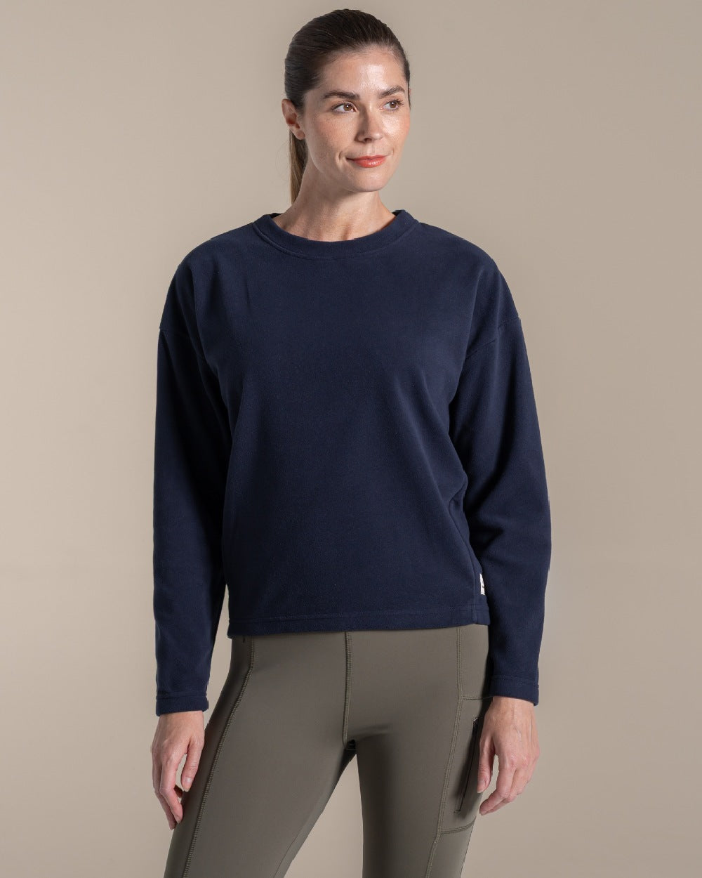 Dark Sapphire coloured Craghoppers Womens Miska Crew Neck Pullover on beige background 