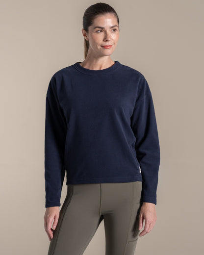 Dark Sapphire coloured Craghoppers Womens Miska Crew Neck Pullover on beige background 