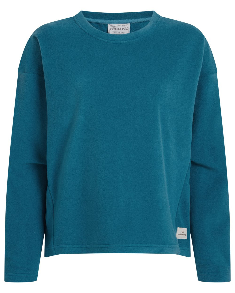 Porcelain Blue coloured Craghoppers Womens Miska Crew Neck Pullover on white background 
