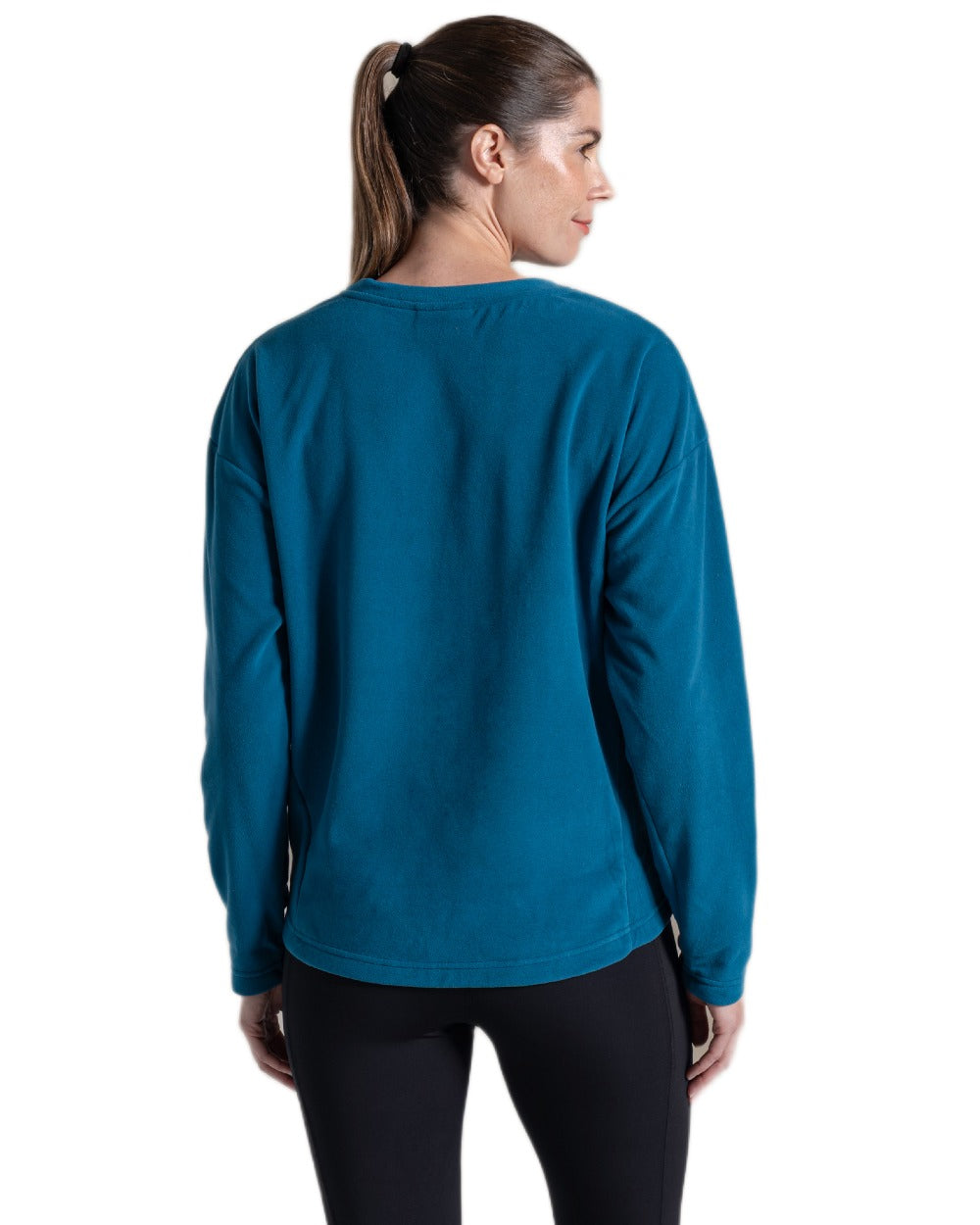 Porcelain Blue coloured Craghoppers Womens Miska Crew Neck Pullover on white background 