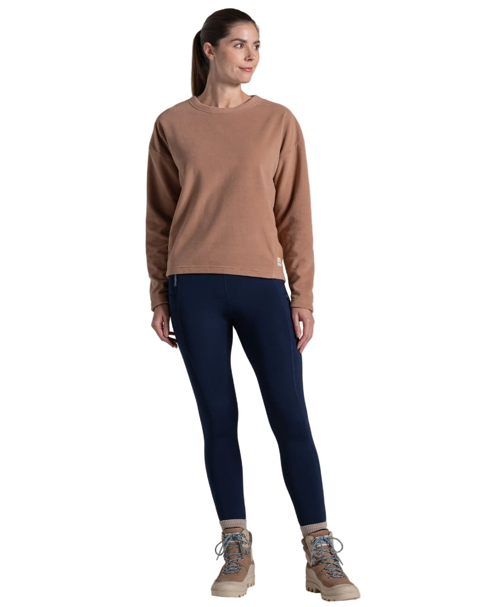 Umber coloured Craghoppers Womens Miska Crew Neck Pullover on white background 