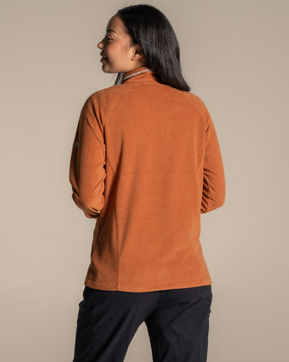 Hazel Coloured Craghoppers Womens Miska Half-Zip Fleece on beige background 