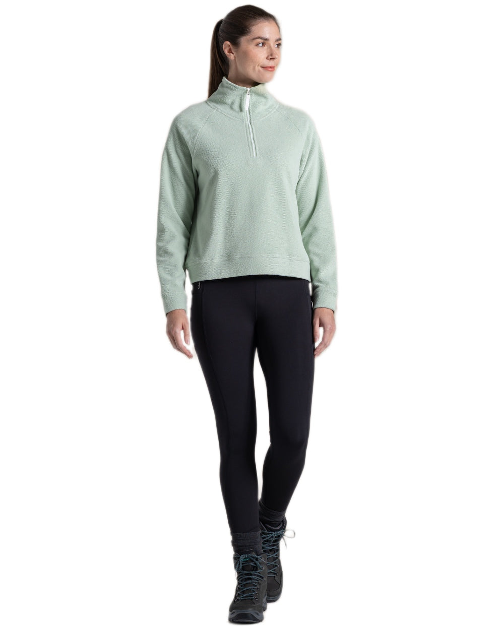 Iced Matcha Coloured Craghoppers Womens Miska Half-Zip Fleece on white background 