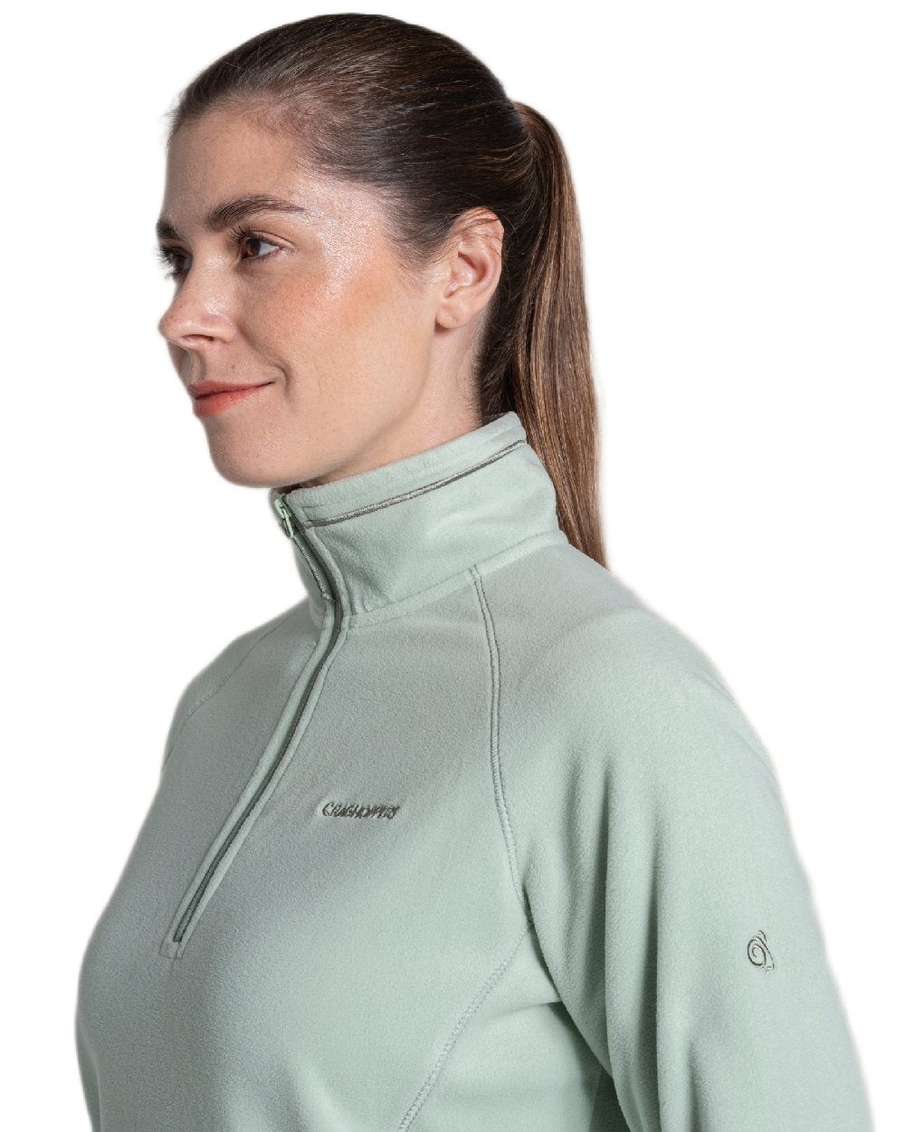 Iced Matcha Coloured Craghoppers Womens Miska Half-Zip Fleece on white background 