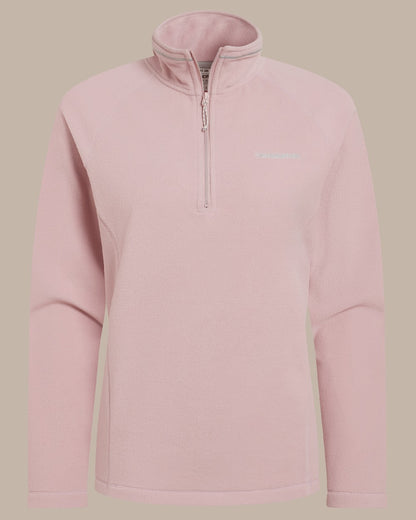 Mauve Coloured Craghoppers Womens Miska Half-Zip Fleece on beige background 