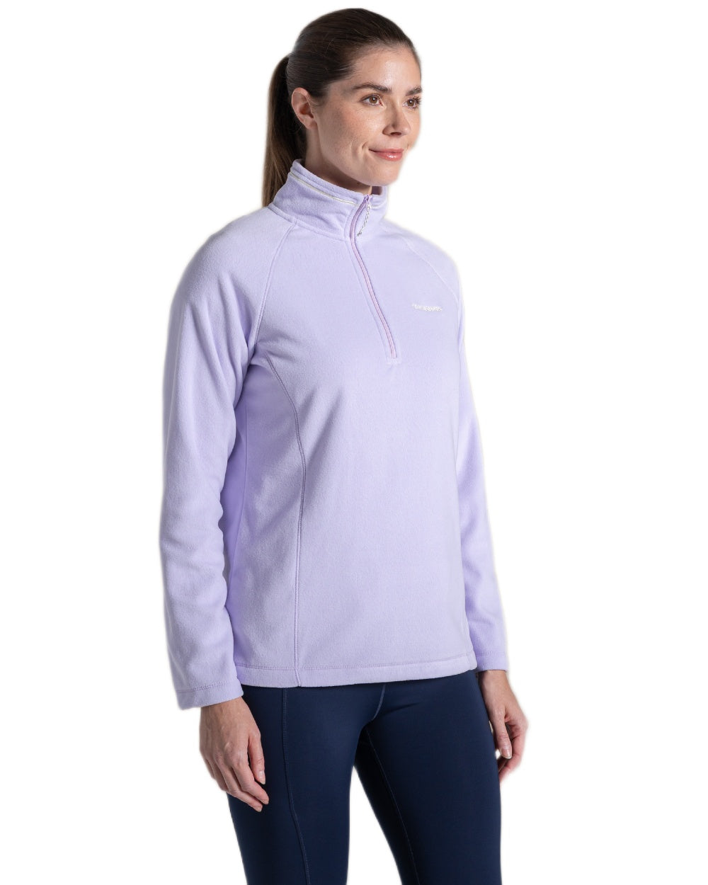 Parma Violet Coloured Craghoppers Womens Miska Half-Zip Fleece on white background 