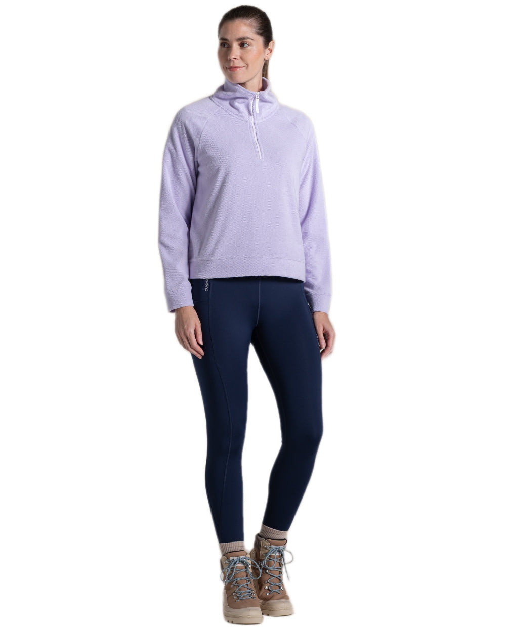 Parma Violet Coloured Craghoppers Womens Miska Half-Zip Fleece on white background 