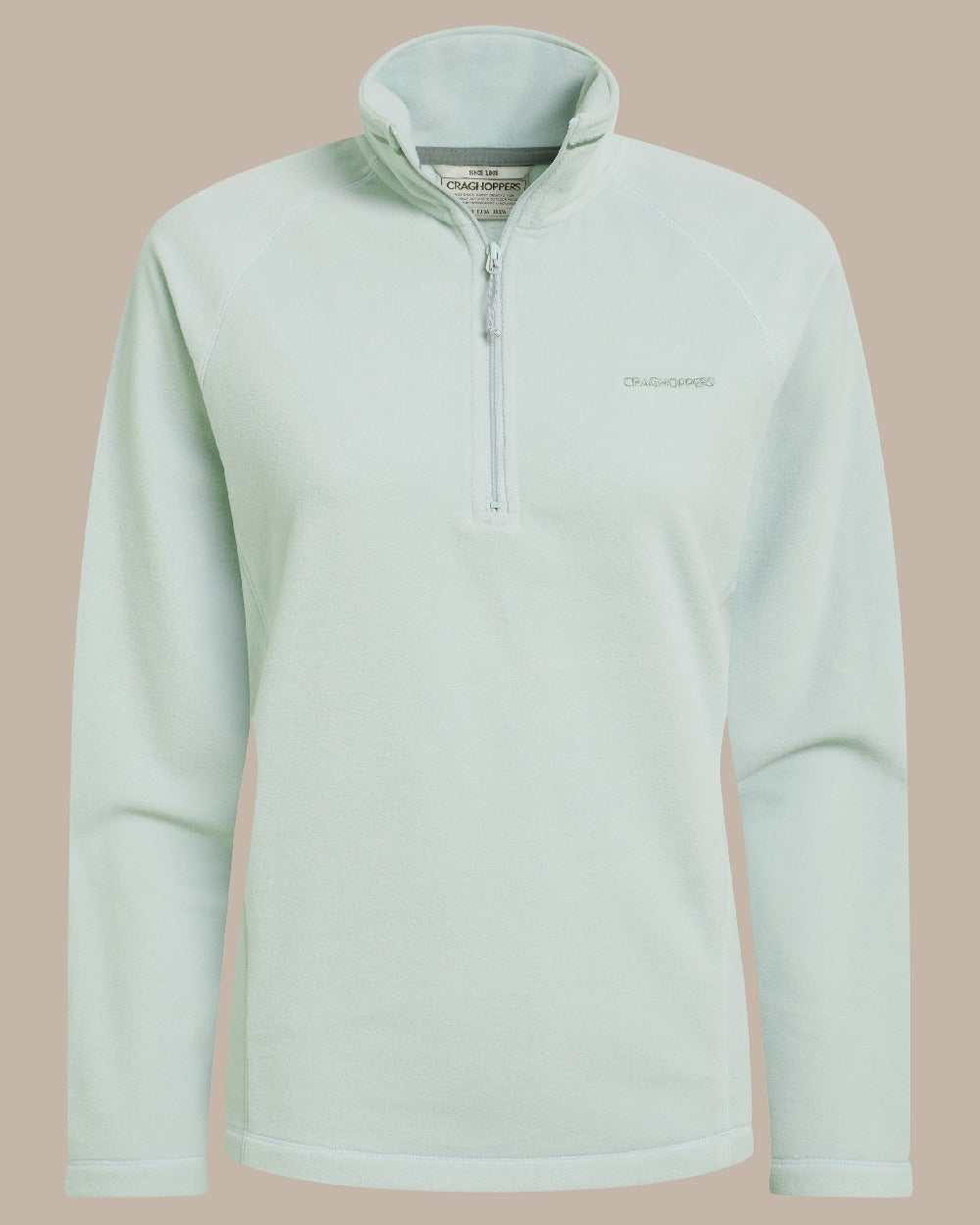 Pistachio Coloured Craghoppers Womens Miska Half-Zip Fleece on beige background 