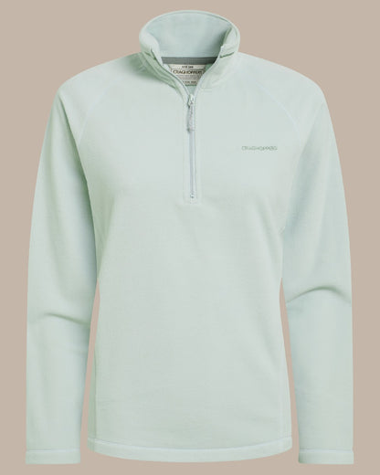 Pistachio Coloured Craghoppers Womens Miska Half-Zip Fleece on beige background 