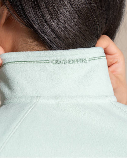 Pistachio Coloured Craghoppers Womens Miska Half-Zip Fleece on beige background 