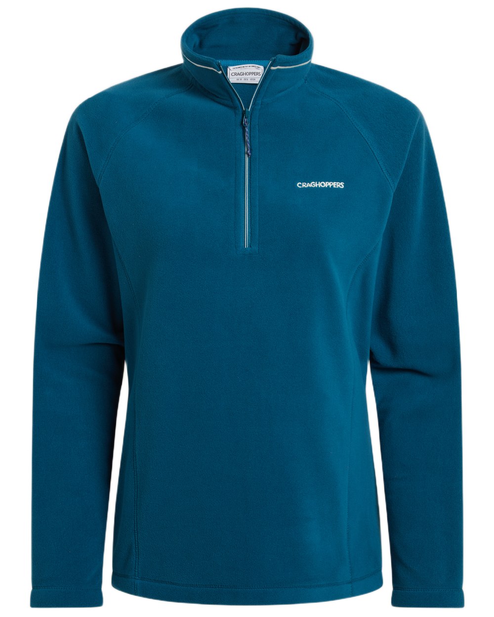 Porcelain Blue Coloured Craghoppers Womens Miska Half-Zip Fleece on white background 
