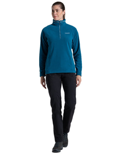 Porcelain Blue Coloured Craghoppers Womens Miska Half-Zip Fleece on white background 
