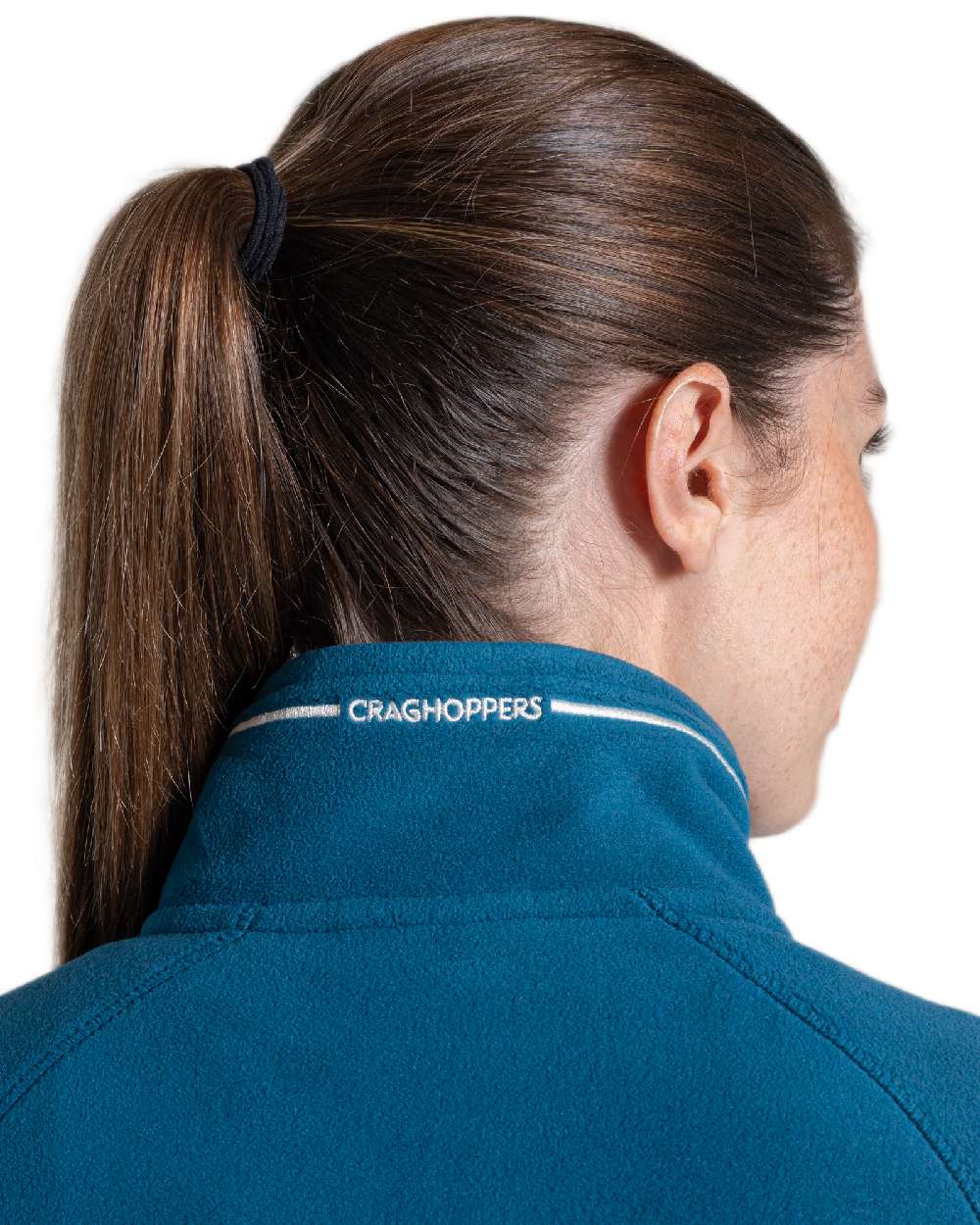 Porcelain Blue Coloured Craghoppers Womens Miska Half-Zip Fleece on white background 