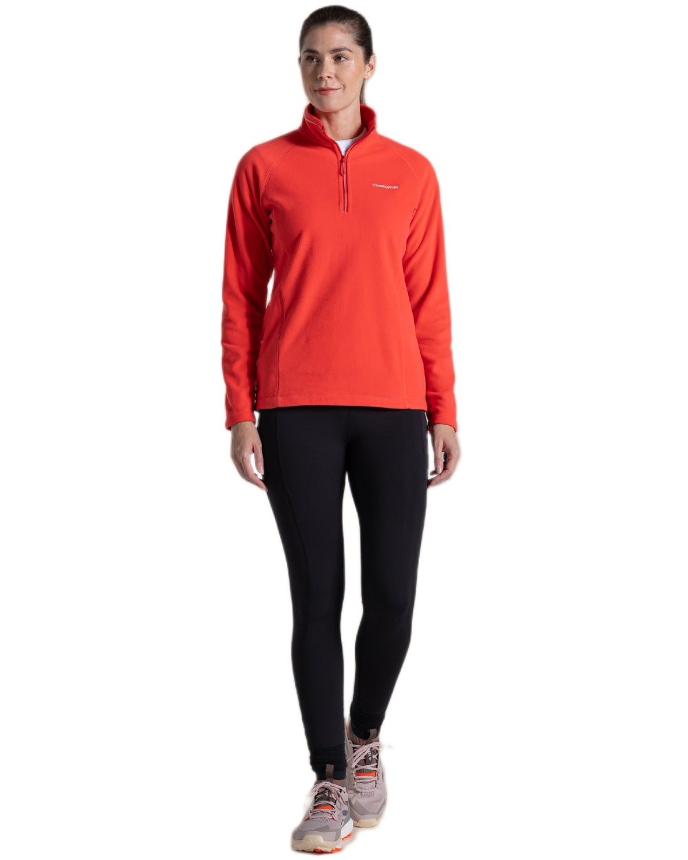 Red Dawn Coloured Craghoppers Womens Miska Half-Zip Fleece on white background 