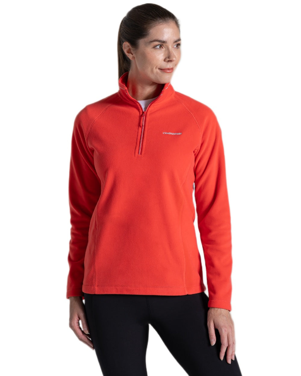 Red Dawn Coloured Craghoppers Womens Miska Half-Zip Fleece on white background 