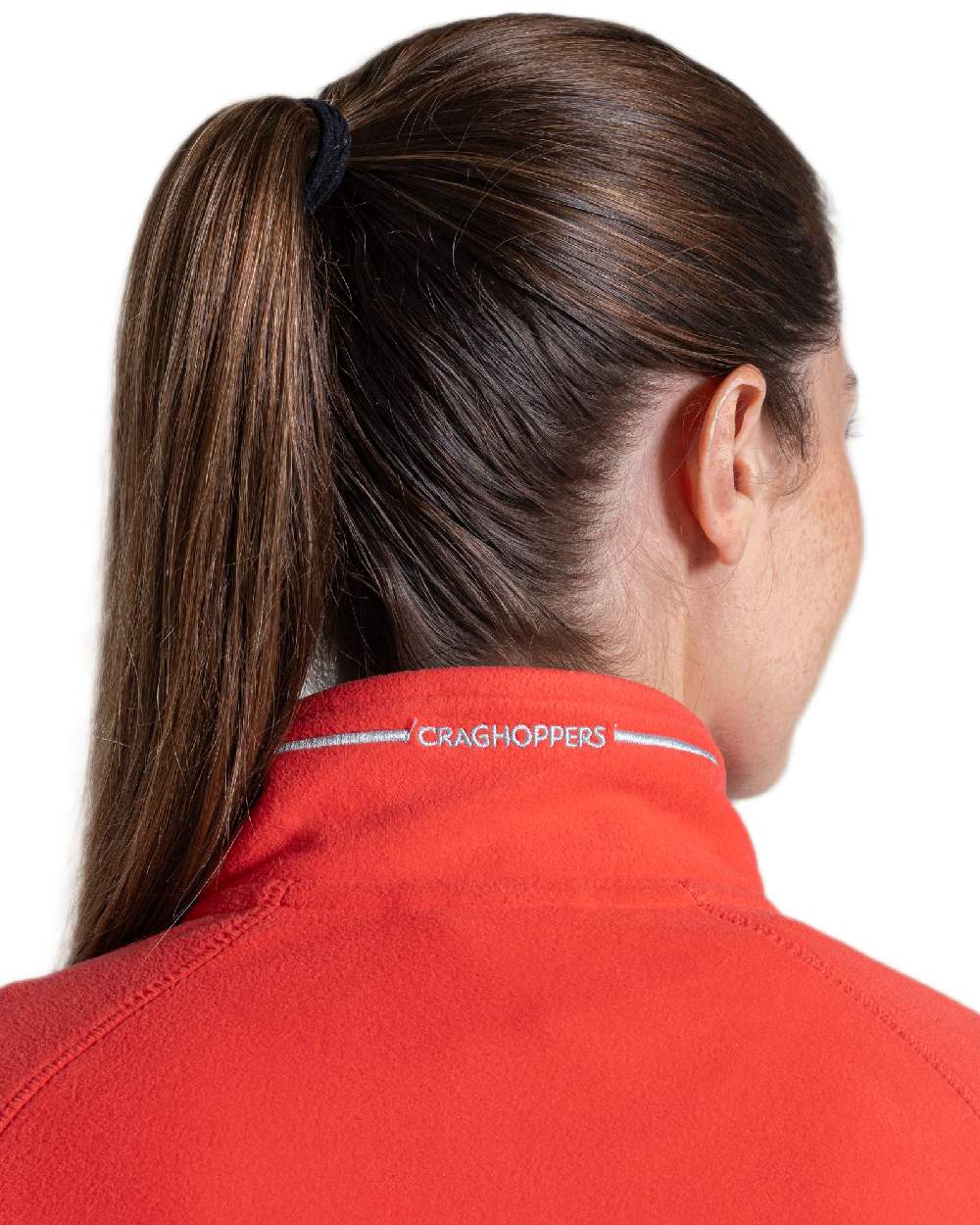 Red Dawn Coloured Craghoppers Womens Miska Half-Zip Fleece on white background 